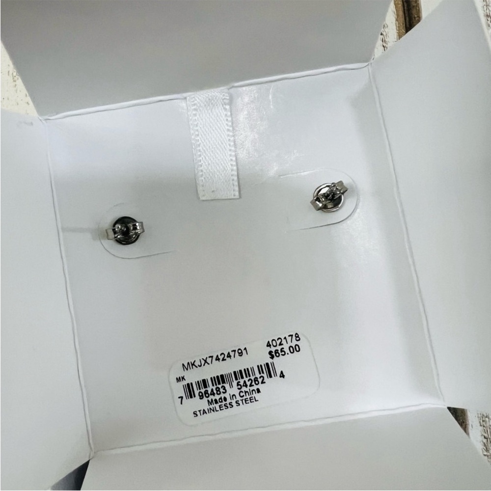 Michael Kors Gold Tone Heart Stud Earrings - Picture 7 of 7